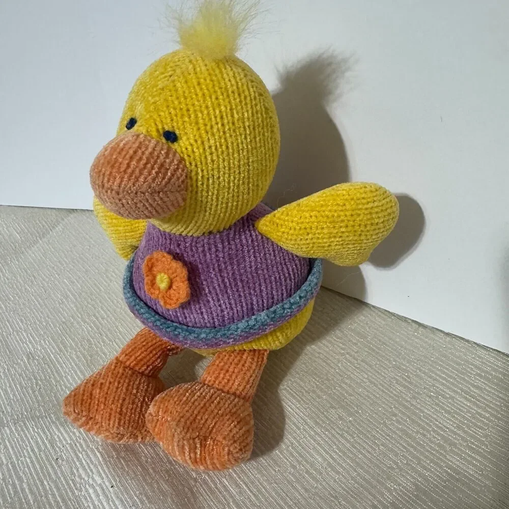 Russ Berrie Tootles knit plush duck yellow Easter stuffed animal cute Vintage 8